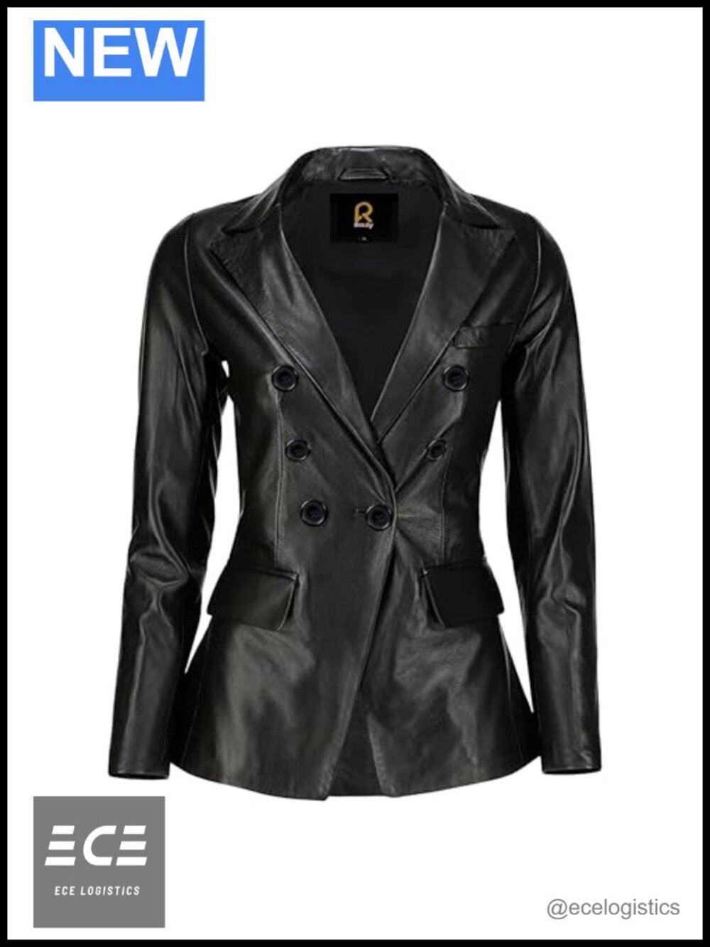 Genuine Leather Blazer Jacket Double-Breasted Coat